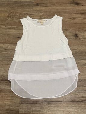 Michael Kors White Layered Sheer Hem Tank